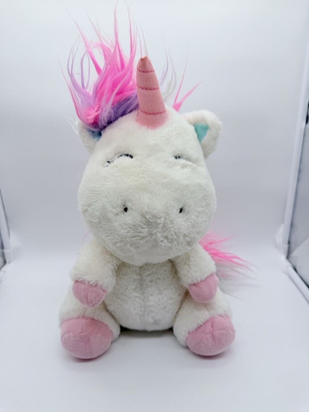 Hugs & Cuddles Rainbow Unicorn Plush Stuffed Animal White Pink 13" 2022